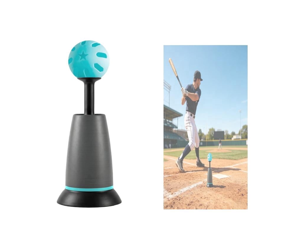 Reinforced Tee Popper, Premium Baseball Training Equipment, Heavy-Duty Batting Tee Popper for Perfect Swings, Hands-Free Hitting Aid for Beginners to Pros