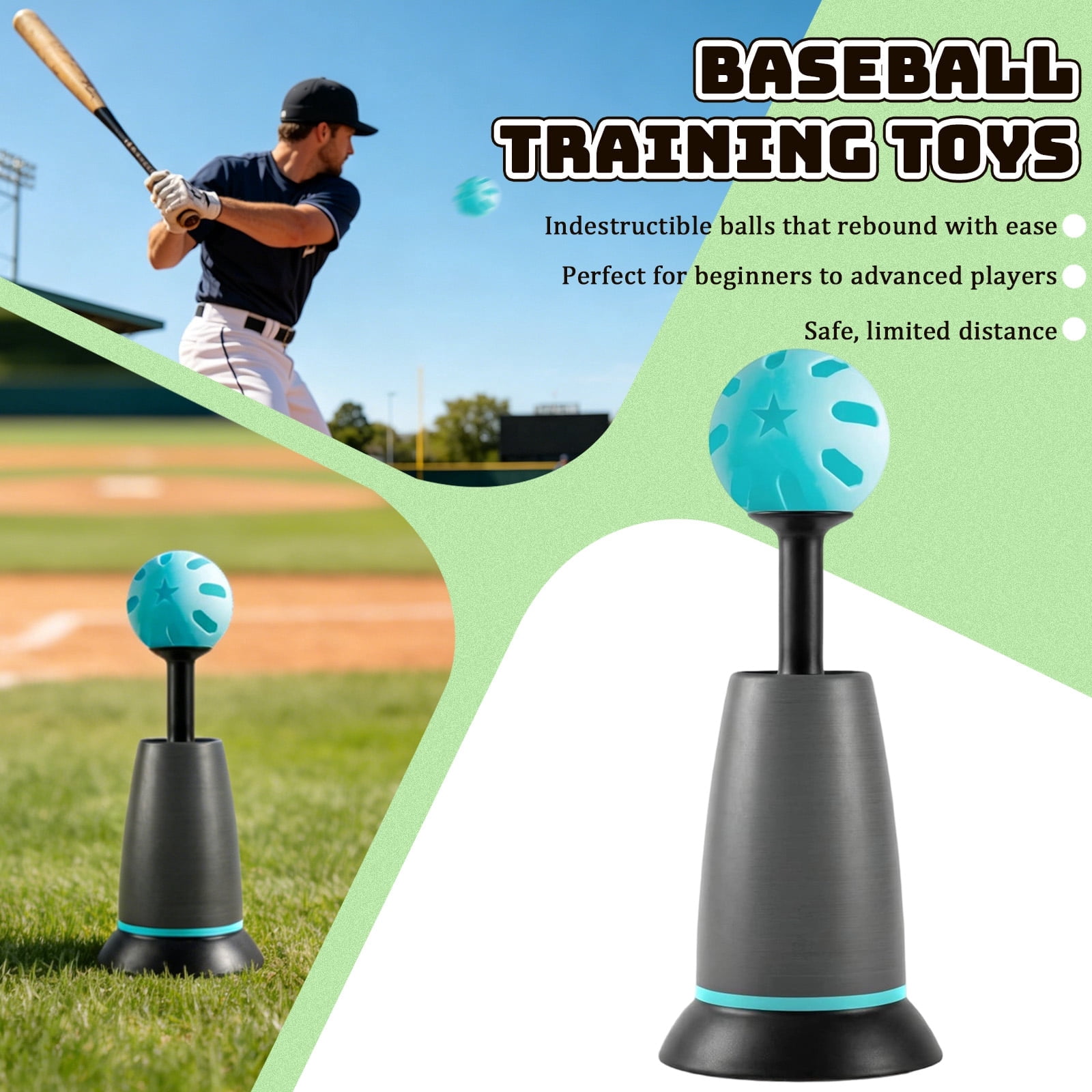 Tee Popper Baseball Training, Portable Baseball Training Equipment, Solo Batting Practice Tee Popper for Baseball & Softball, No Chasing Ball Design