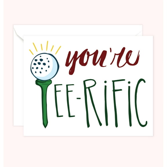 You're Tee-Rific Golf Card  Fun and Whimsical Design for Golf Lovers  Blank Inside, Envelope Included  Perfect for Birthdays, Celebrations, or Appreciation