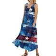 thumbnail image 1 of Tee Shirt Dresses For Women, 4Th Of July Dress Casual Cotton Sleeveless Round Neck American Flag Ruffle Flowy Long Tank Dress Pants Women Tummy Control Mens Dress Jacket (S, Dark Blue) ZMTing, 1 of 5