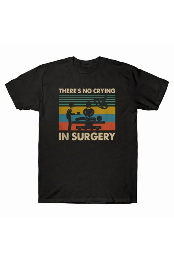 Tee Shirt Vintage Black Crying In Men's Cotton Retro There¡¯s T-Shirt No Surgery