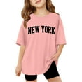 thumbnail image 1 of Tee Shirt for Kids Girls Graphic Letter Top City Name Soft Fit Breathable Fashion Wearing #Pink 11-12 Years, 1 of 6