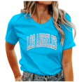 thumbnail image 1 of Tee Shirts For Women Los Angeles Print Short Sleeve Round Neck Graphic Tees Summer Tshirts, 1 of 4