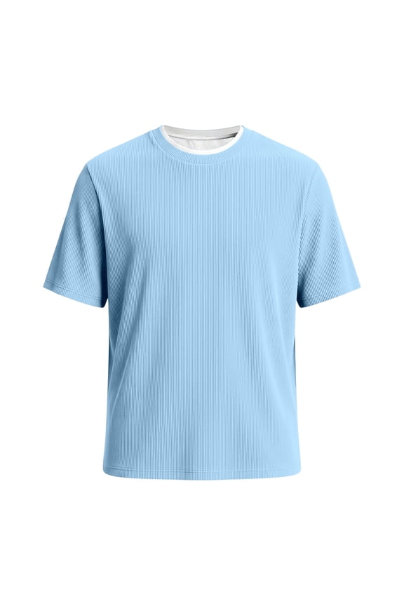 Tee Shirts Mens Short Sleeve Crew Neck Shirts Lightweight Blue Tshirt Men's Shirts Casual