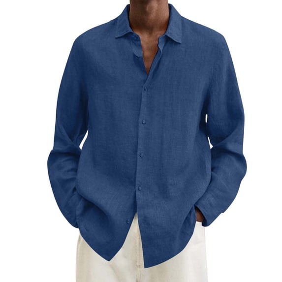 Tee Shirts Mens Solid Print Long Sleeve Button-Down Shirts Blue Xxxxxl The Boy