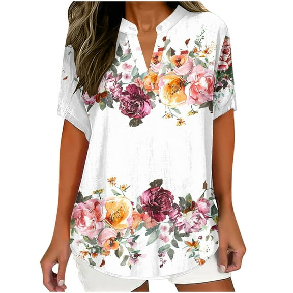 Tee Shirts Womens Loose Yoga Tops Woman Crop Womens Tops Dressy Casual Tunic Summer Button Boho Top