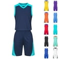 thumbnail image 1 of Tee & Shorts Set,Casual Streetwear Fashionable Children's Casual Short Sleeved Round Neck With Shorts Sports Breathable Set Blue 8 Years, 1 of 7