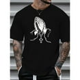 thumbnail image 1 of Tee T-Shirt Sacred Cotton Top Praying Hands Design Casual Comfortable Short Sleeve Crew Neck Black S-5XL, 1 of 5