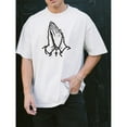 thumbnail image 1 of Tee T-Shirt Sacred Cotton Top Praying Hands Design Casual Comfortable Short Sleeve Crew Neck White S-5XL, 1 of 5