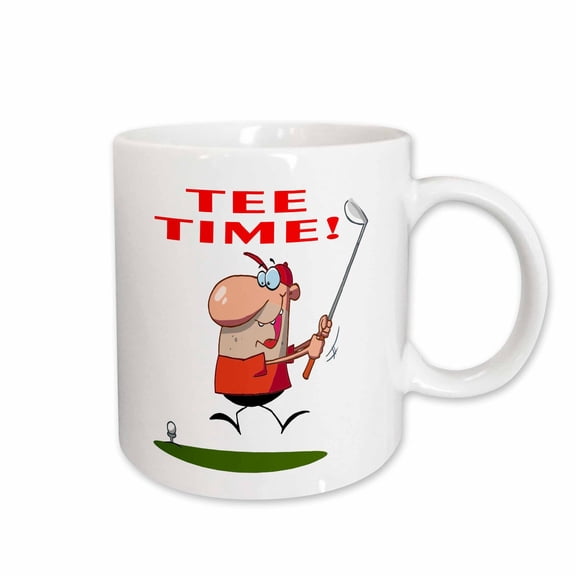 3drose, Tee Time Funny Golfer Soprts Golf Cartoon Design, 15oz Mug