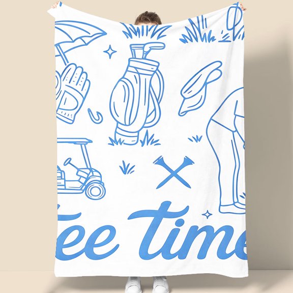 Tee Time Golf Theme Tapestry 70.07 x 90.55 Inches Blue Line Art Wall Hanging for Bedroom Living Room Man Cave Decor