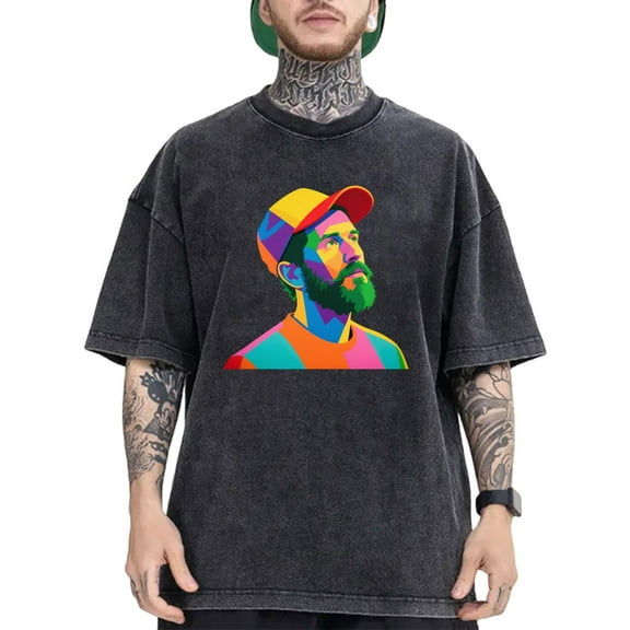 Tee Washed Vintage T-Shirt Top，Fashion Casual Short Sleeve Cotton Shirt Black S-2XL Plus Size