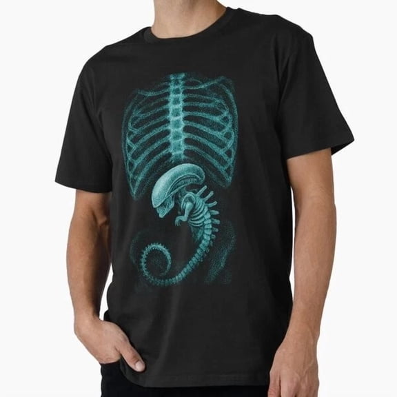 Tee With Alien Radiography, Alien X-Ray T-Shirt S-5Xl