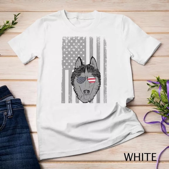 Tee With Husky Shirt Men Women Siberian Husky Lover Gift Usa Flag Unisex S-5Xl T-Shirt Birthday Gifts; For Men & Women, Vintage Birthday Gift
