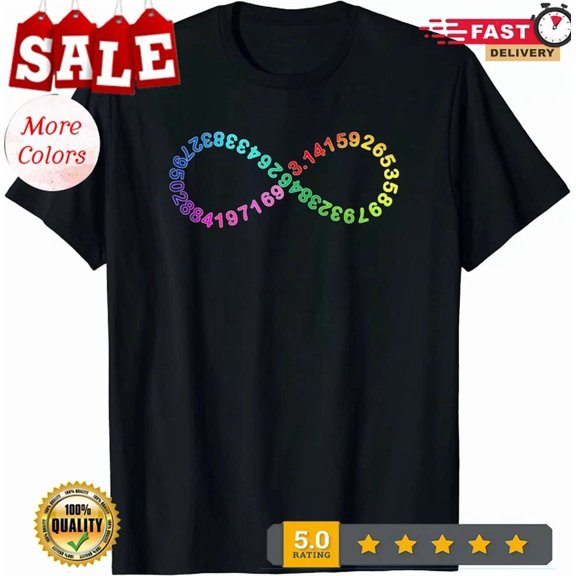 Tee With Pi Day Math Digits Of Pi Infinity Rainbow Gift Unisex T-Shirt, Unisex T-Shirt