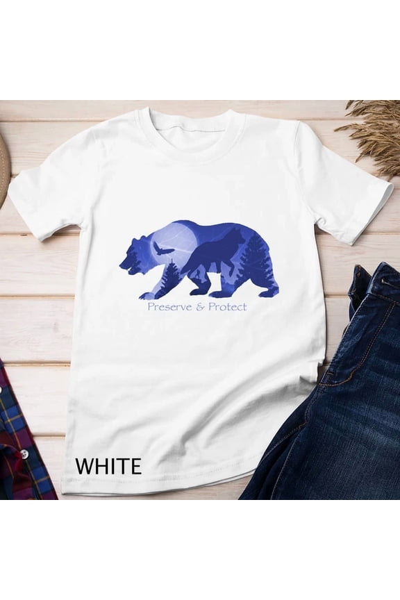 Tee With Preserve & Protect Vintage National Park Bear Wolf Eagle Unisex T-Shirt Birthday Gifts; For Men & Women, Vintage Birthday Gift