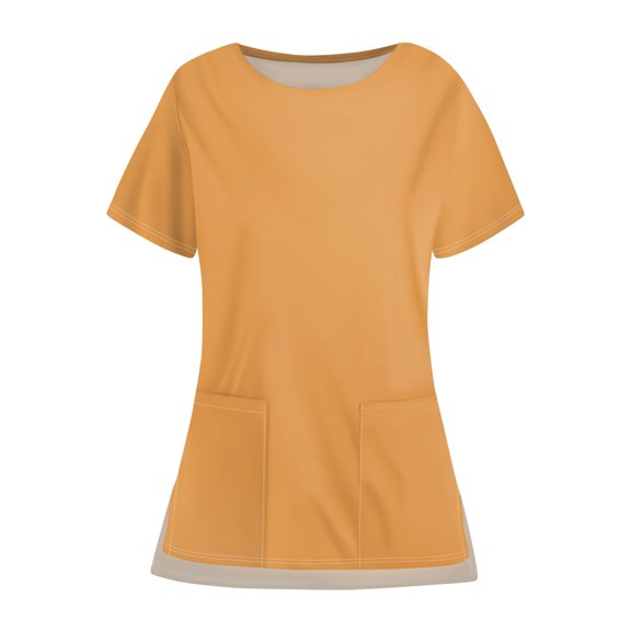 Tee Womens Scrub Tops Scrub Sets for Woman Tee Thanksgiving Scrub Tops Halloween with Pockets Orange Size S