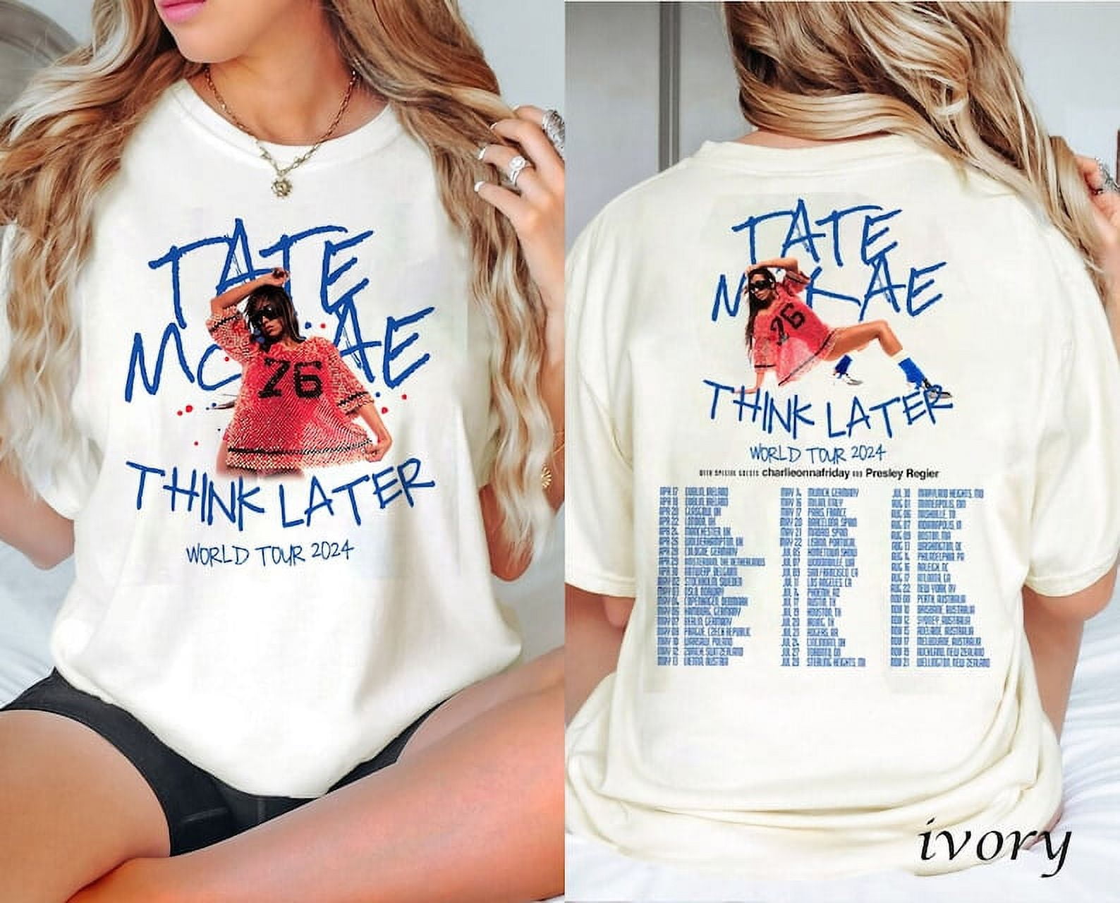 Camicia Unisex Del Tour Di Tate McRae | Stile Retrò, Ristampa Da Collezione, Tutte Le Taglie (22D307)