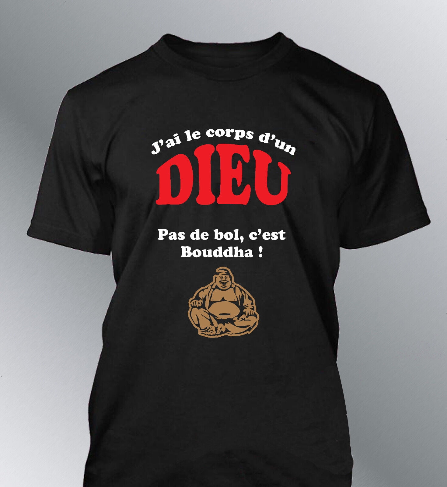 Tee shirt homme corps dieu Bouddha XXL gros ventre humour fete peres