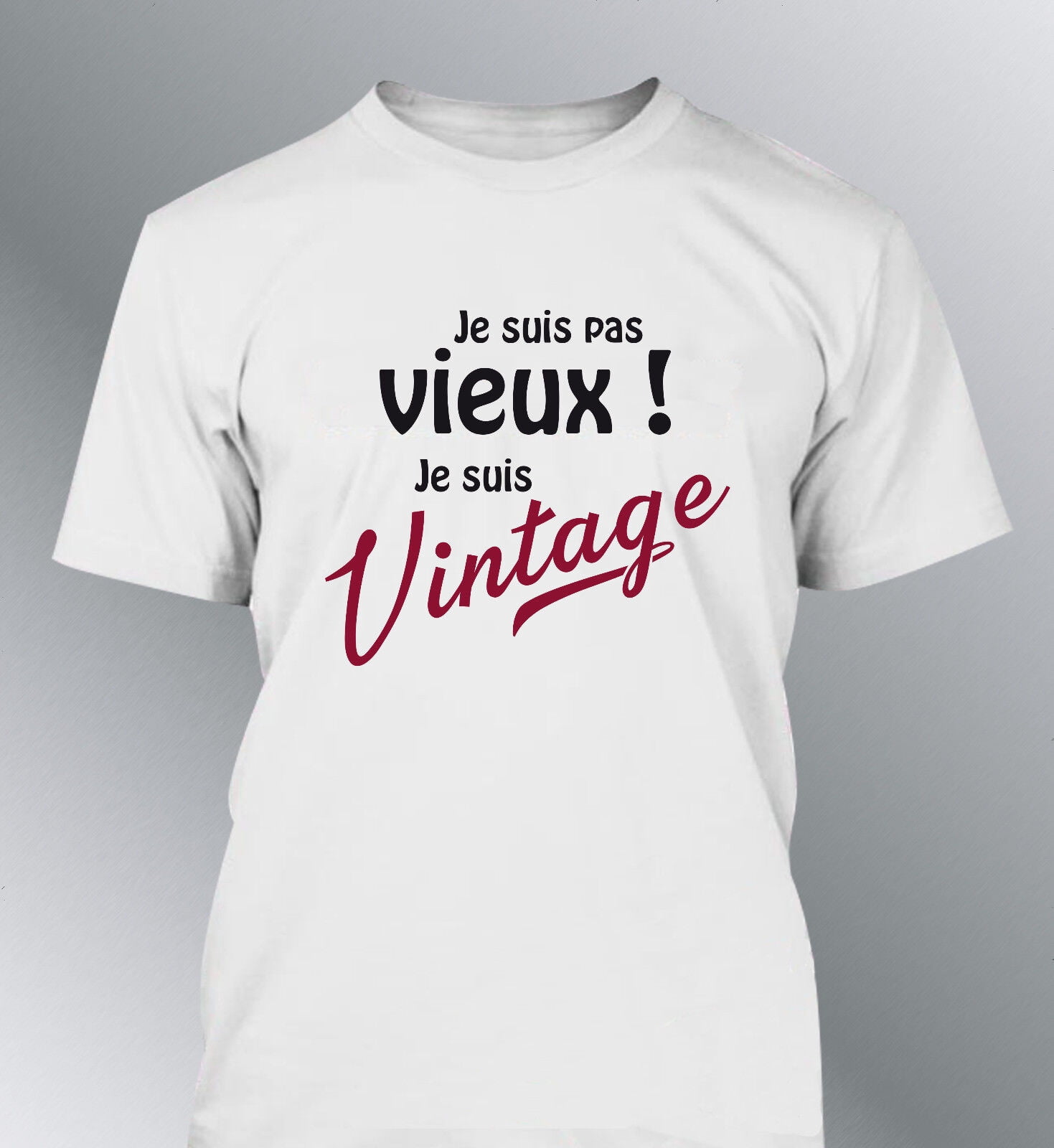 T-shirt Humour Homme "Je Ne Suis Pas Vieux, Je Suis Vintage" - Noir Coton - Neuf Avec étiquette