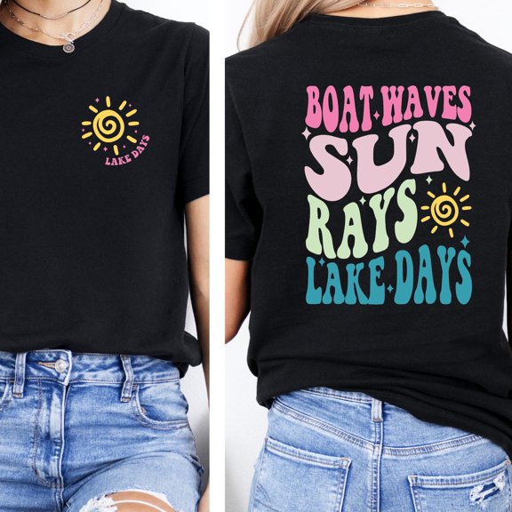 TeeFit Boat Waves Sun Rays Lake Days TShirt, Lake Life Shirt, Boat Shirt, Summer Shirt, Trendy Shirt, Summer Life Shirt, Camping Shirt TSHIRT All Size S-5XL