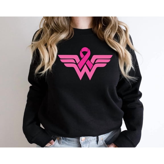 TeeFit Cancer Ribbon Wonder Woman Sweatshirt: Awareness Warrior Sweatshirt All Size S-5XL