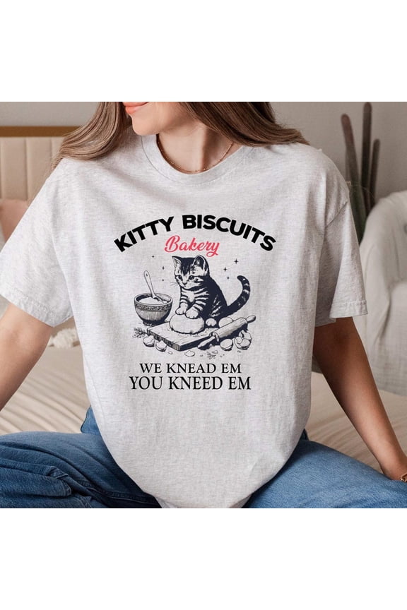 Cat Biscuit Maker Shirt, Kneading Cat Tee, Sourdough Cat Shirt, Cute Kitty Bakery Top, Playful Cat Lover Gift Graphic Tee TSHIRT All Size S-5XL