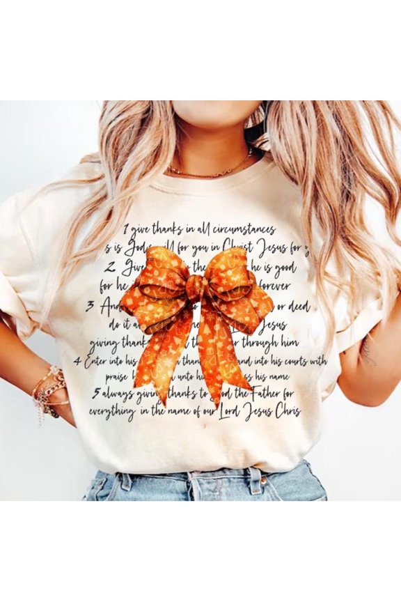 Coquette Fall Christian , Christian Pumpkin , Fall Pumpkin , Bible Verse , Coquette Bow , Jesus , Fall , Sublimation TSHIRT All Size S-5XL