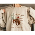 thumbnail image 1 of TeeFit Cowboy Winter Holiday Sweatshirt, Giddy Up Jingle Horse Pick Up Your Feet, Howdy Country Winter Holiday , Cowgirl Shirt, Winter Holiday Gift TSHIRT All Size S-5XL, 1 of 5