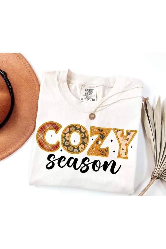 Cozy Season, Fall, Autumn Sublimation Design, Fall Vibes, Pumpkin Pattern, Tis The Season, Fall Season Design All Size S-3XL