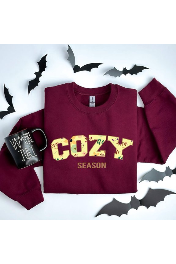 Cozy Season Shirt, Cozy Season Sweatshirt, Fall Season T-Shirt, Autumn Cozy Shirt, Floral Cozy Season Tee, Cute Fall Graphic Top SWEATSHIRT All Size S-5XL