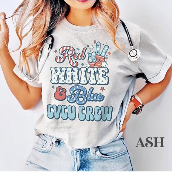 TeeFit Cvcu Nurse 4Th Of July T-Shirt - Red White Blue Cvcu Crew Tshirt, July 4Th Independence Day Cardiovascular Care Unit Rn Tech Tee Shirt TSHIRT All Size S-5XL