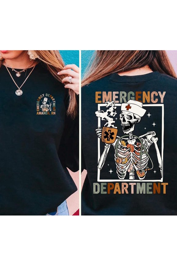 TeeFit Emergency Department Fall, Skeleton Fall Sweatshirt, Nurse Skeleton Shirt, Er Crew Winter Holiday Shirt, Er Winter Holiday Nurse Shirt TSHIRT All Size S-5XL