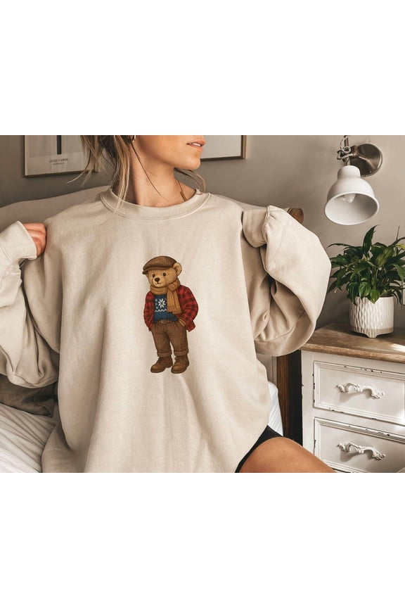 Fall Bear Sweatshirt Preppy Bear Sweater Trendy Graphic Crewneck Cute Bear Pullover Thanksgiving Shirt Him Or Her Cottagecore Fall SWEATSHIRT All Size S-5XL