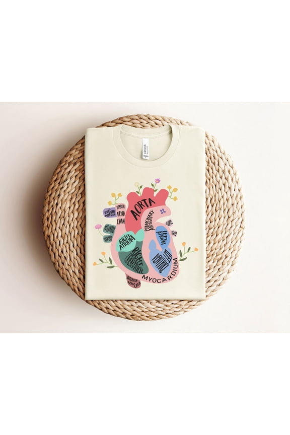 Heart Anatomy T-Shirt - CVICU Nurse Shirt - Cardiac Nurse Tee - Cardiology Student T-Shirt -Nursing Student Shirt - Registered Nurse Gift All Size S-5XL