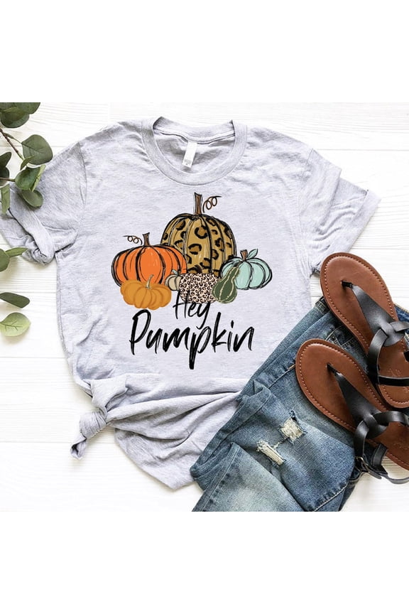 Hey Pumpkin Shirt, Vintage Fall Shirt, Leopard Pumpkin Shirt, Cute Thanksgiving Shirt, Fall Shirts for Women, Cute Pumpkin Shirt for Girls TSHIRT All Size S-5XL