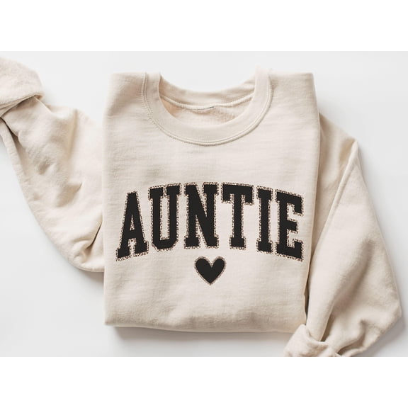 TeeFit Leopard Auntie Sweatshirt, Auntie Sweater, Leopard Aunt Crewneck, New Aunt , Auntie , Pregnancy Reveal, Aunt From Niece TSHIRT All Size S-5XL