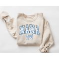 thumbnail image 1 of TeeFit Mama Sweatshirt, Blue Ribbon Shirt, Ribbon Sweater, Girly Aesthetic Mom, Chinoiserie Shirt, Trendy Mom Shirt, First Time Mom TSHIRT All Size S-5XL, 1 of 5