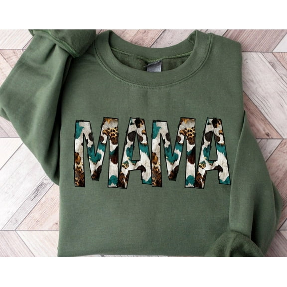 TeeFit Mama Sweatshirt, Buffalo Plaid Mama Sweatshirt, Cow Pattern Mama Hoodie, Western Mama Sweatshirt, Mom To Be Sweatshirt, Mom Gift TSHIRT All Size S-5XL