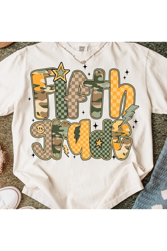 Retro Back to School Boys Bundle, Camo Kindergarten Design, First Day, Pre-K to Third Grade, School Boy Sublimation File All Size S-3XL