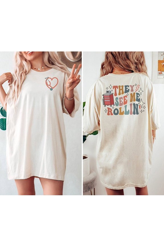 Retro Critical Care Nurse T-Shirt, Back Crash Cart Design Icu Rn Rapid Response Team Shirt, Womens Rrt Ccu Picu Micu Nurse Tshirt TSHIRT All Size S-5XL