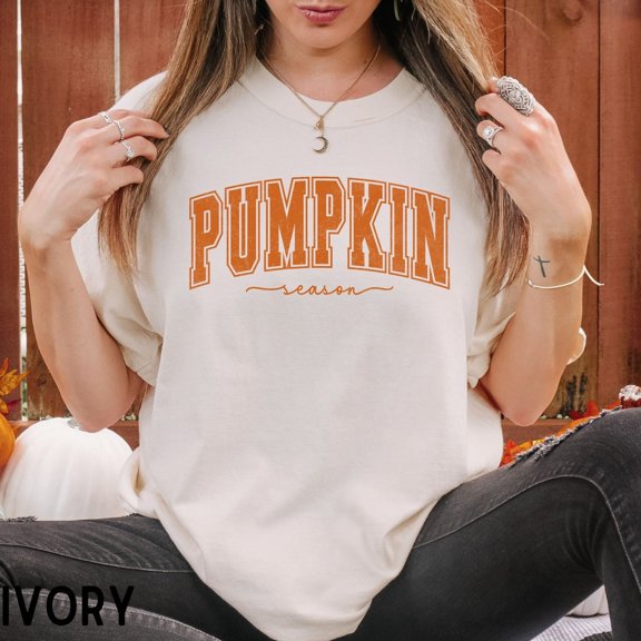 TeeFit Retro Women'S Fall T-Shirt, Varsity Style Pumpkin Season Shirt, Fall Clothing, Winter Holiday Crewneck, Trendy Oversized Fall Tee, Psl Lover Gift TSHIRT All Size S-5XL