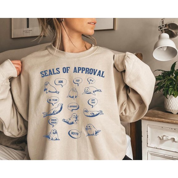 TeeFit Seals Of Approval, Seal Hoodie, Retro Graphic Shirts, Seal Sweater, Sweatshirt, Shirt , Sayings, Fun , 90S TSHIRT All Size S-5XL