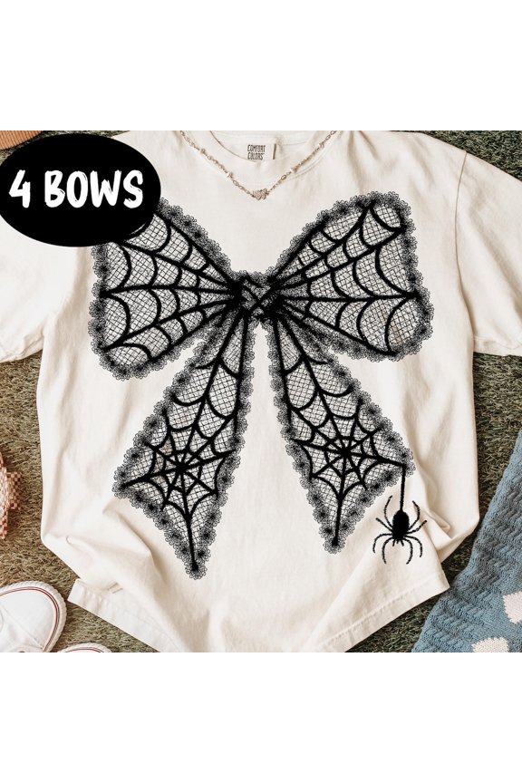 Spiderweb Lace Bow, Gothic Winter Holiday, Spooky Coquette Black Bow, Spider, Winter Holiday, lace pumpkin, spooky season All Size S-5XL