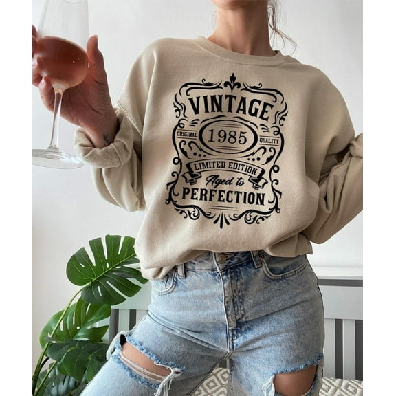 TeeFit Vintage 1985 Sweatshirt, 1985 Sweatshirt, Birthday Sweater, 1985 Birthday Year Number Sweat For Women, Birthday Gift, 40Th Birthday Sweater T-Shirt And Sweatshirt All Size S-5Xl