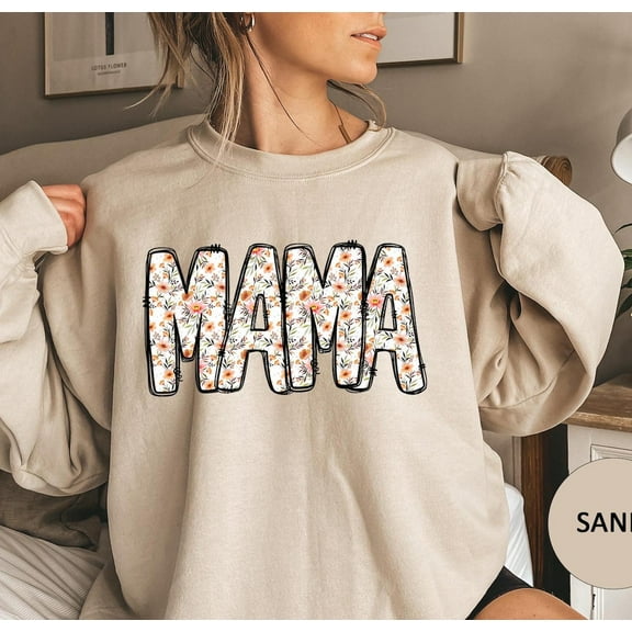 TeeFit Vintage Floral Mama Sweatshirt,Mama Shirt,Mom,Mother's Day Gift,Sweatshirt for mom,Mama Crewneck Pullover,Trendy Mother Gift TSHIRT All Size S-5XL