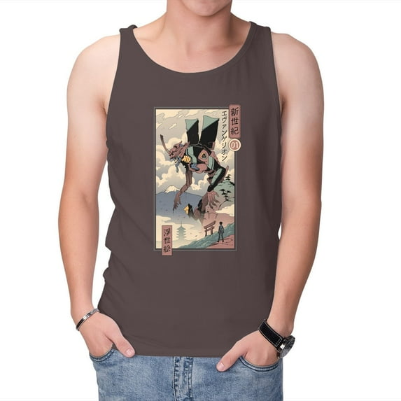 TeeFury Adult Graphic Tank-Top Eva Ukiyo-E - Anime | Tv Show | Dark Chocolate | Medium