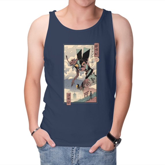 TeeFury Adult Graphic Tank-Top Eva Ukiyo-E - Anime | Tv Show | Navy | Small