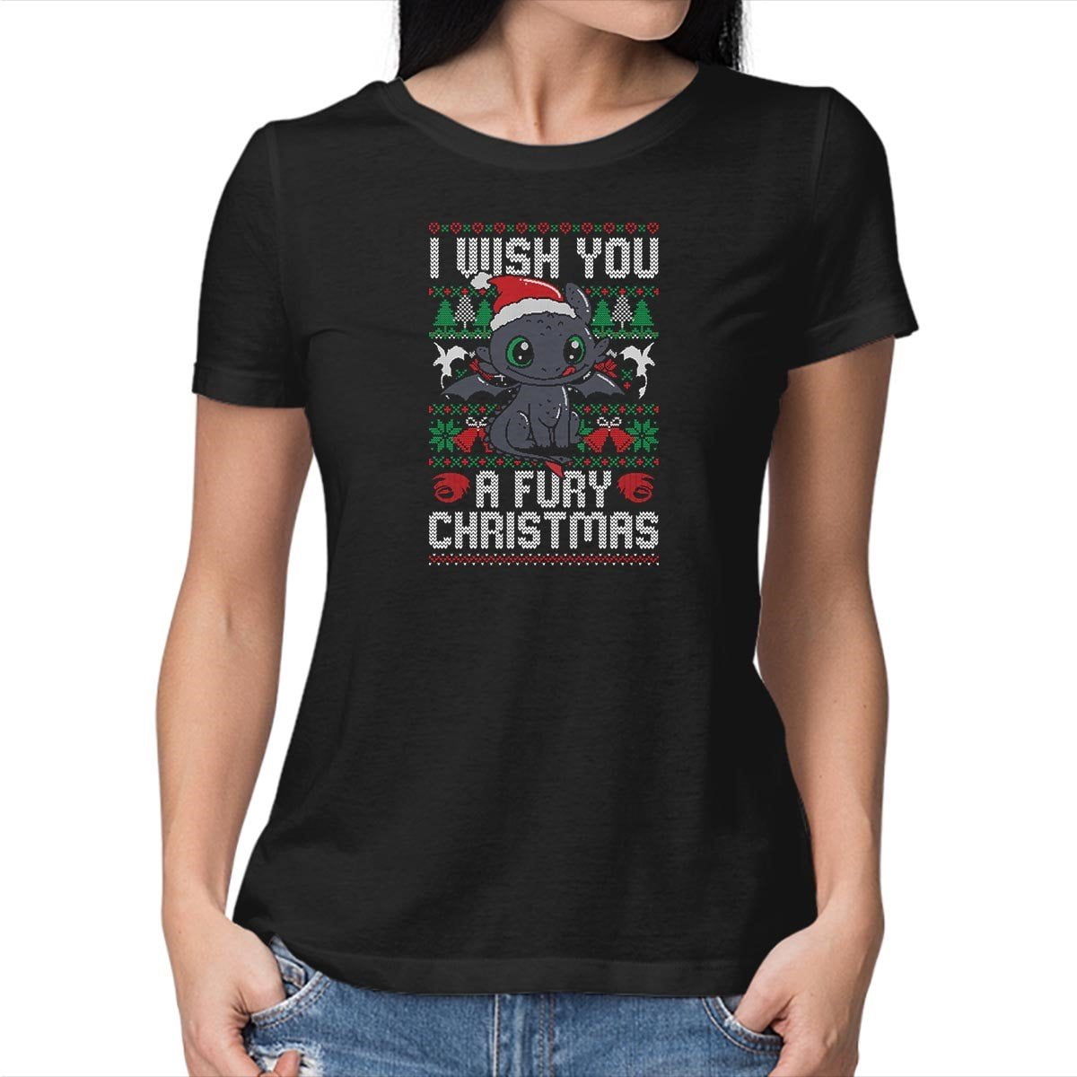 TeeFury Women's Graphic T-shirt Fury Christmas - Ugly Sweater