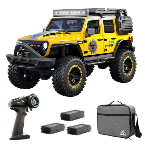 TeeGGi 1:20 Brushless Motor RC Cars , 2.4G Remote Control Climbing Car with Carrying Bag, Electric Off Road RC Truck, 4WD Drift RC Car with 3 Lipo Batteries,with Car lights for Adults